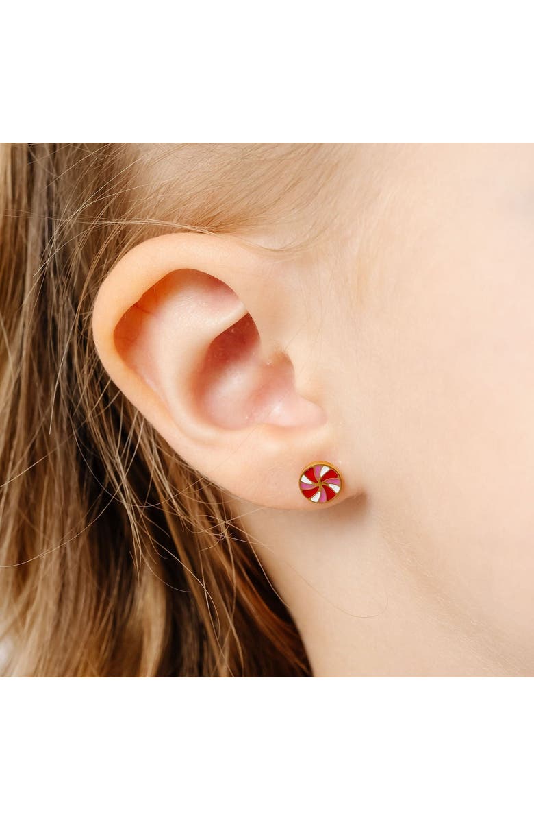 Pip Pop Peppermint Stud Earrings, Alternate, color, Red/White
