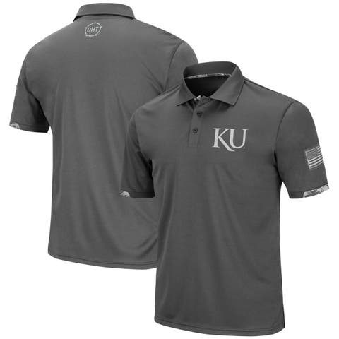 Men's Colosseum Charcoal Kansas Jayhawks Rival OHT Military Appreciation Polo