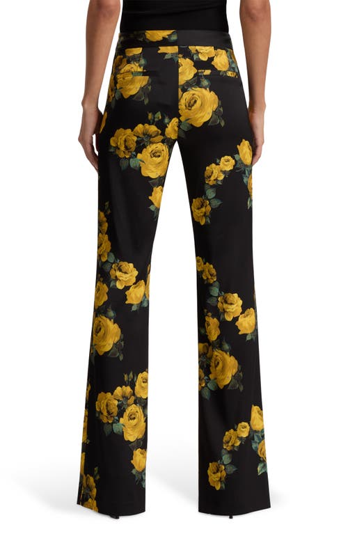 Alice And Olivia Livi Printed Floral Pants In Black