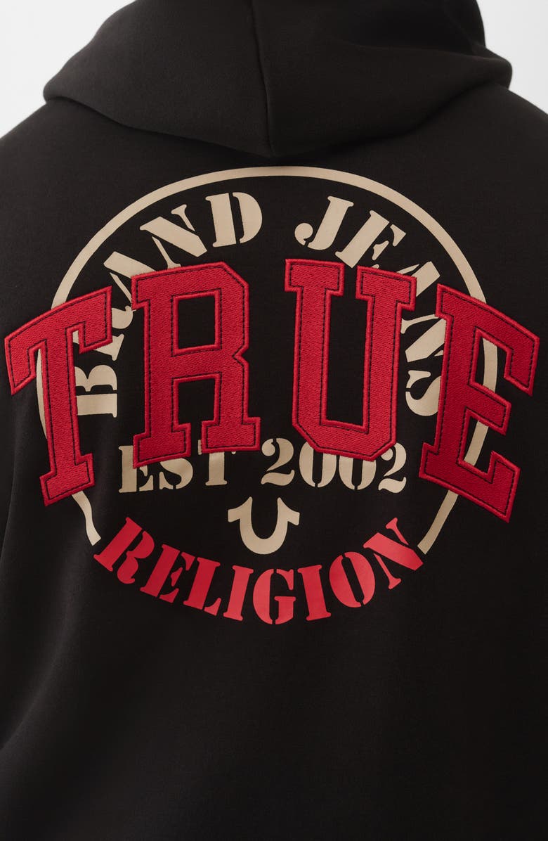 True Religion True Embroidered Zip Hoodie, Alternate, color, Jet Black