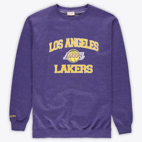 Men's Mitchell & Ness Heather Purple Los Angeles Lakers Hardwood Classics Big & Tall Crewneck Sweatshirt