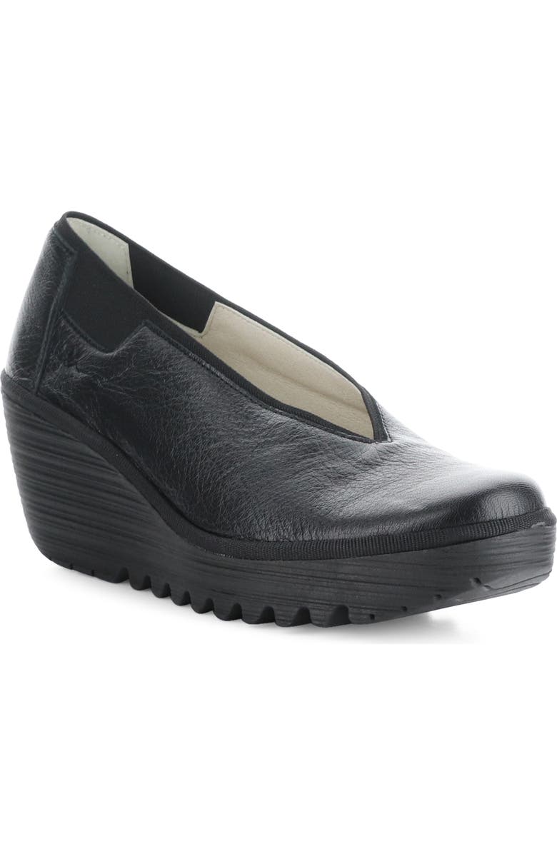 Fly London Yoza Wedge Ballet Shoe, Main, color, Black Mousse