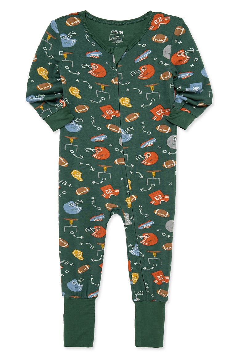Football Snug Fit Convertible Footie, Alternate, color, GREEN