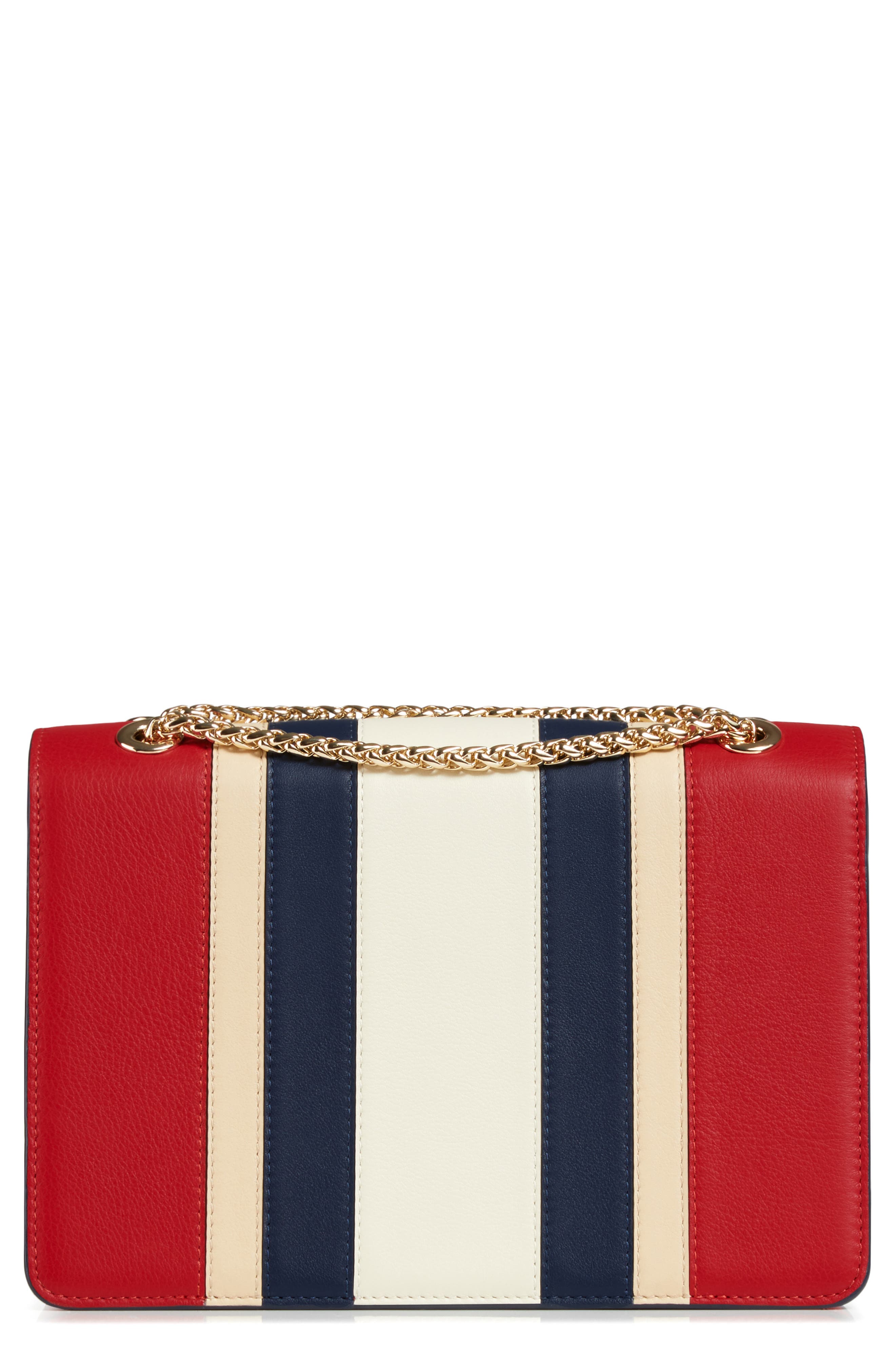 East/West Stripe Leather Crossbody Bag, Alternate, color, RUBY