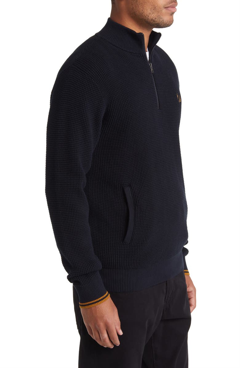 Fred Perry Thermal Knit Half-Zip Sweater, Alternate, color, 