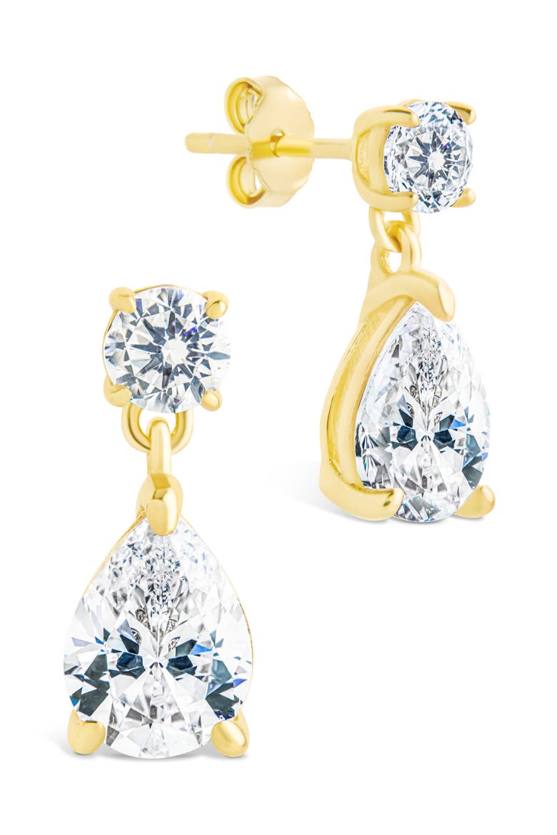 Imogen Cubic Zirconia Drop Earrings, Main, color, GOLD