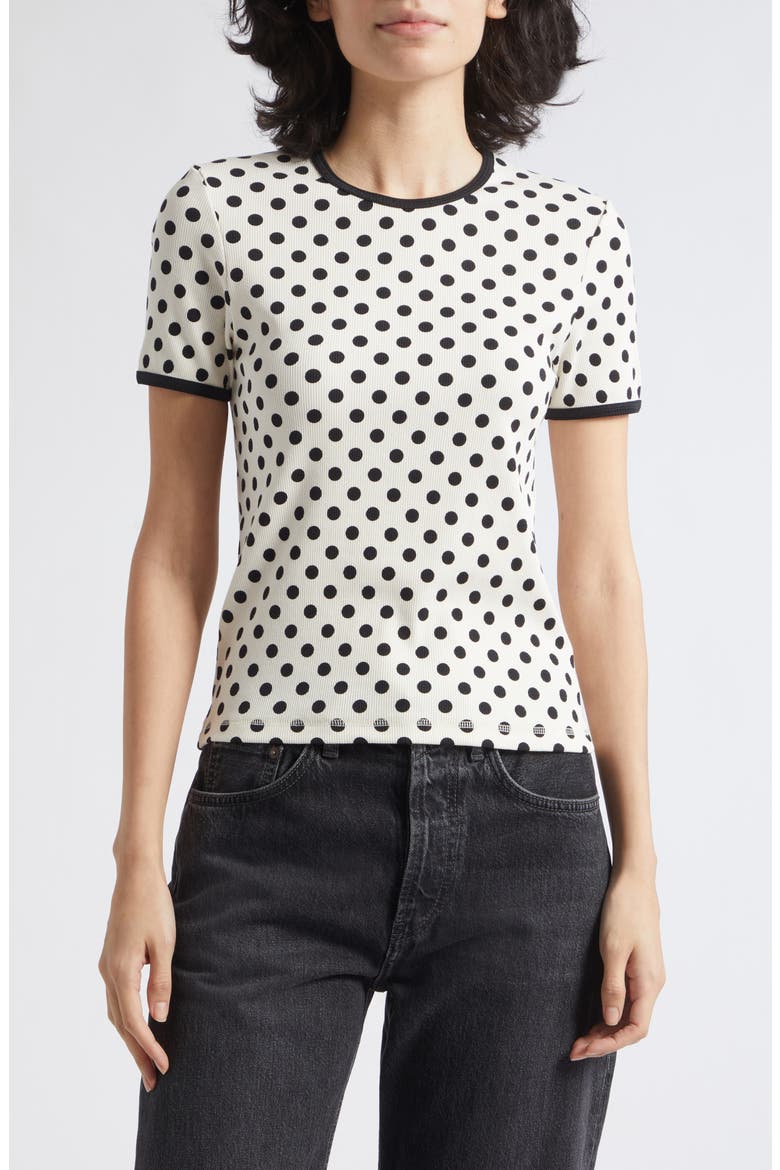 Kukkea Pallo Kioski Polka Dot T-Shirt, Main, color, OFF WHITE BLACK