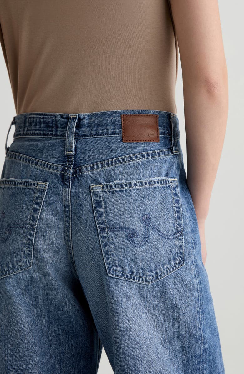 AG Hattie Raw Hem High Waist Crop Barrel Leg Jeans, Alternate, color, Yellowstone