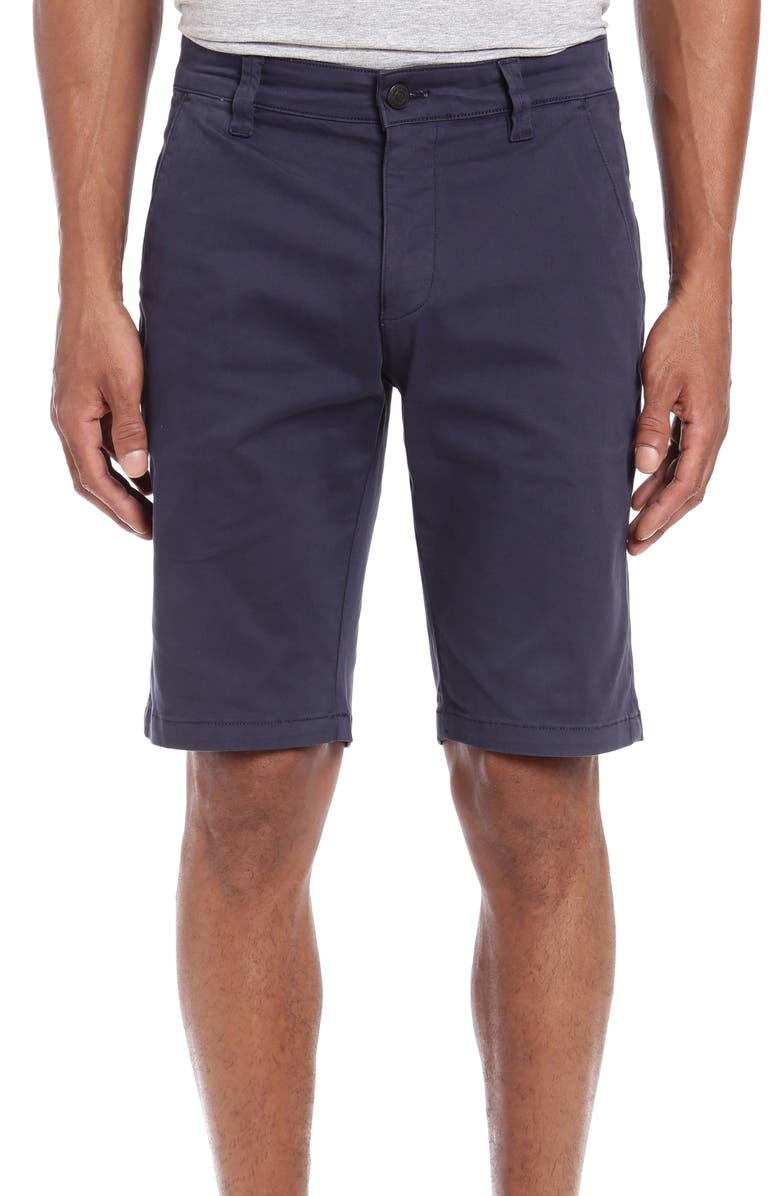 Mavi Jeans Jacob Slim Fit Flat Front Chino Shorts, Main, color, Dark Navy Sateen Twill