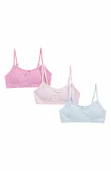 Laura Ashley Kids' Assorted 3-Pack Scallop Edge Rib Bralettes