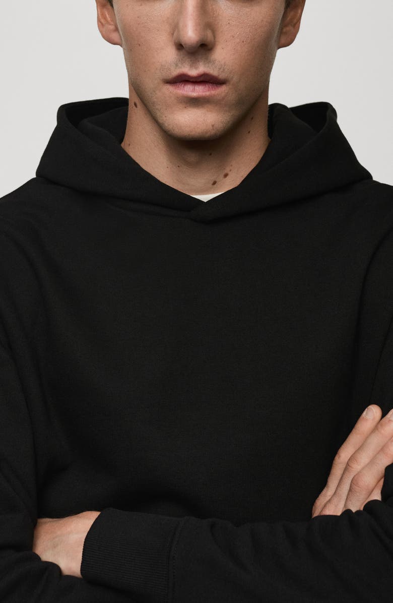MANGO Cotton Blend Hoodie, Alternate, color, Black