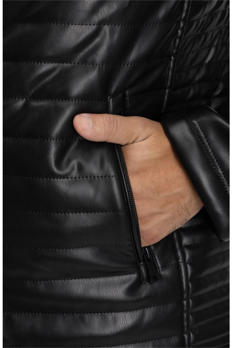 Quilted Faux Leather Jacket, Alternate, color, BLACK