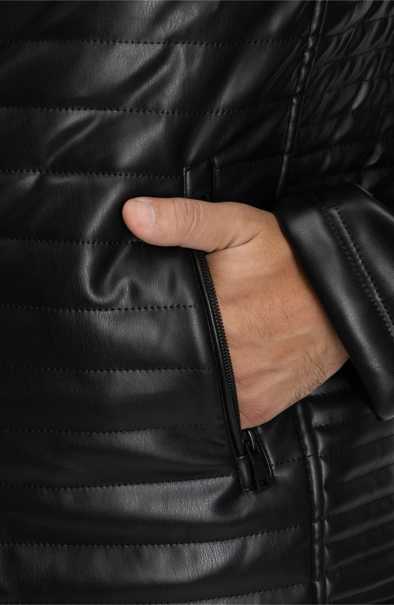 XRAY Quilted Faux Leather Jacket, Alternate, color, Black