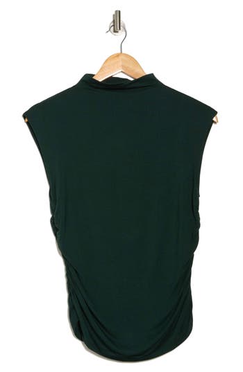 T Tahari Ruched Mock Neck Top