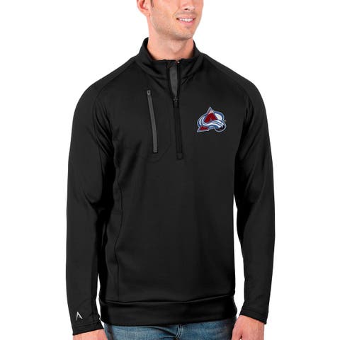 Men's Antigua Black/Charcoal Colorado Avalanche Generation Quarter-Zip Pullover Jacket