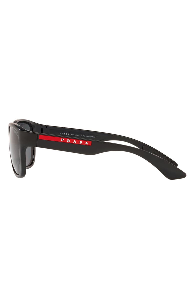 Prada Linea Rossa Prada Sport 55mm Polarized Rectangular Sunglasses, Alternate, color, Black/Polarized Grey
