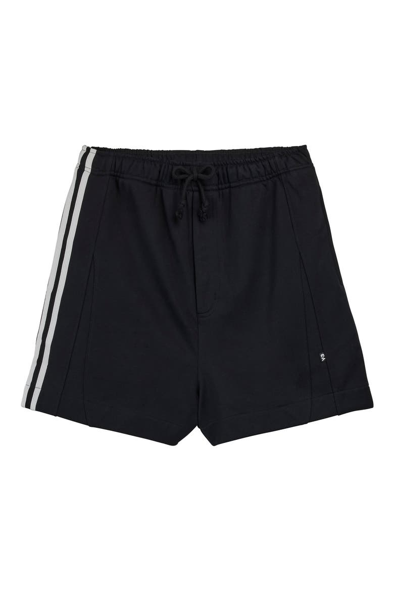French Terry Cutline Shorts, Alternate, color, BLACK