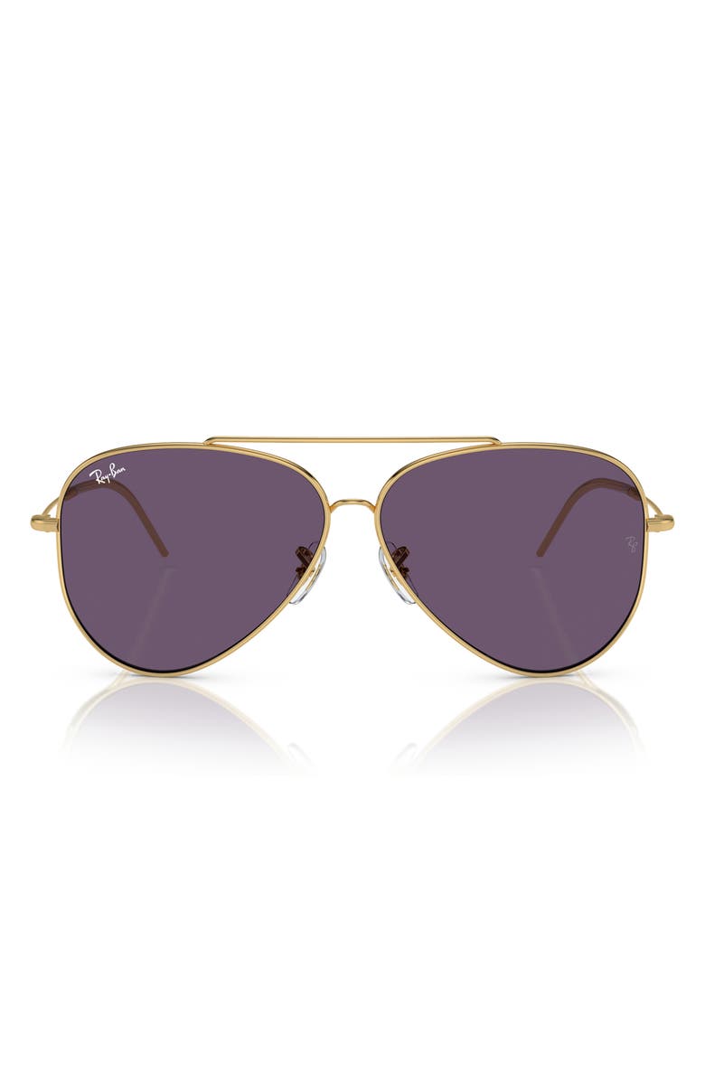Ray-Ban Aviator Reverse 59mm Pilot Sunglasses, Alternate, color, Purple