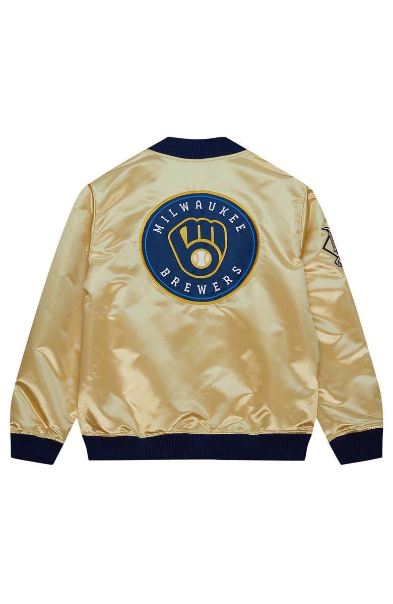 Mitchell & Ness Men's Mitchell & Ness Gold Milwaukee Brewers OG 2.0 Lightweight Satin Full-Zip Jacket, Alternate, color, Gold