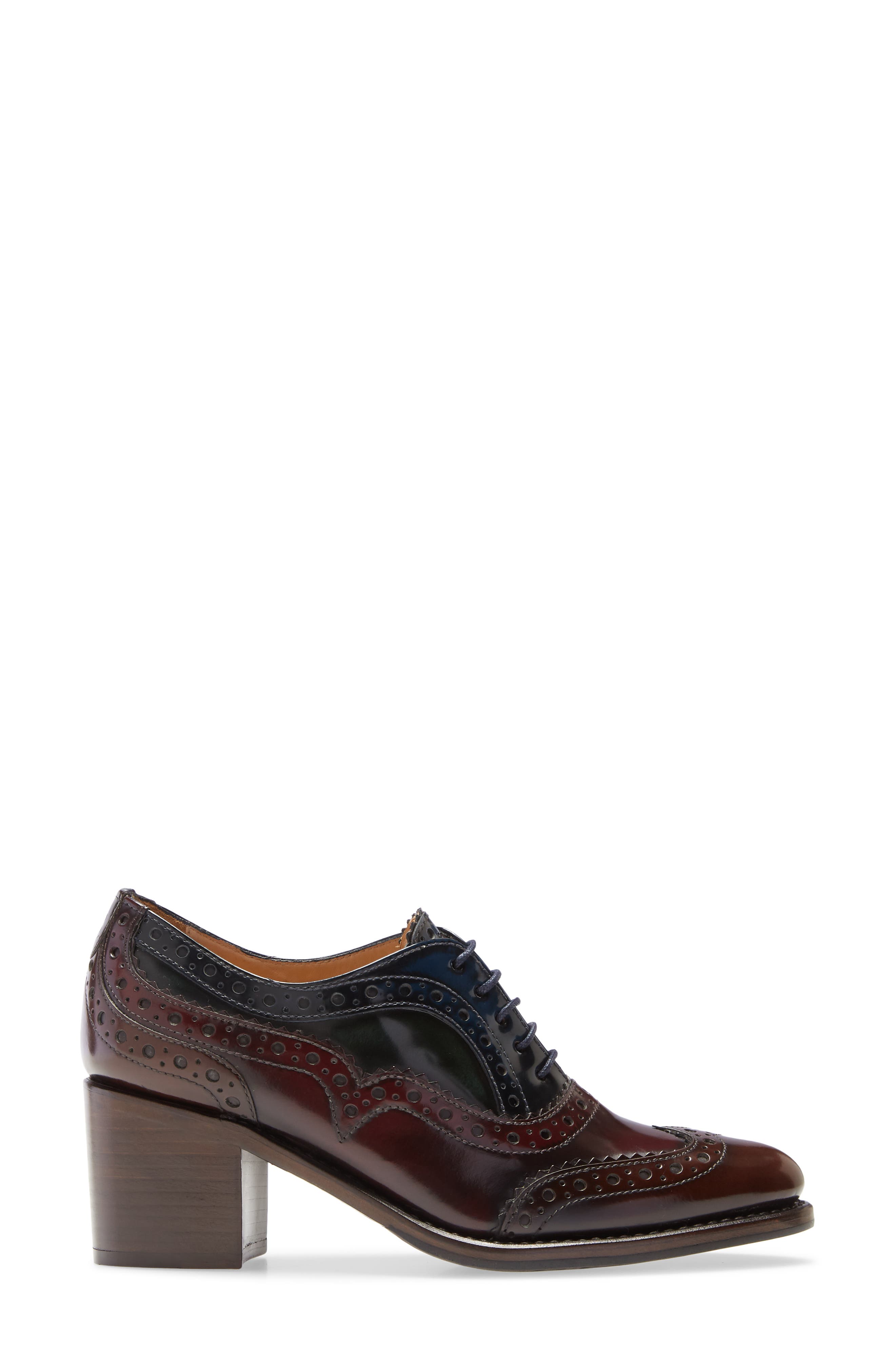 Mrs. Doubt Block Heel Oxford, Alternate, color, BURGUNDY/ NAVY/ BLACK