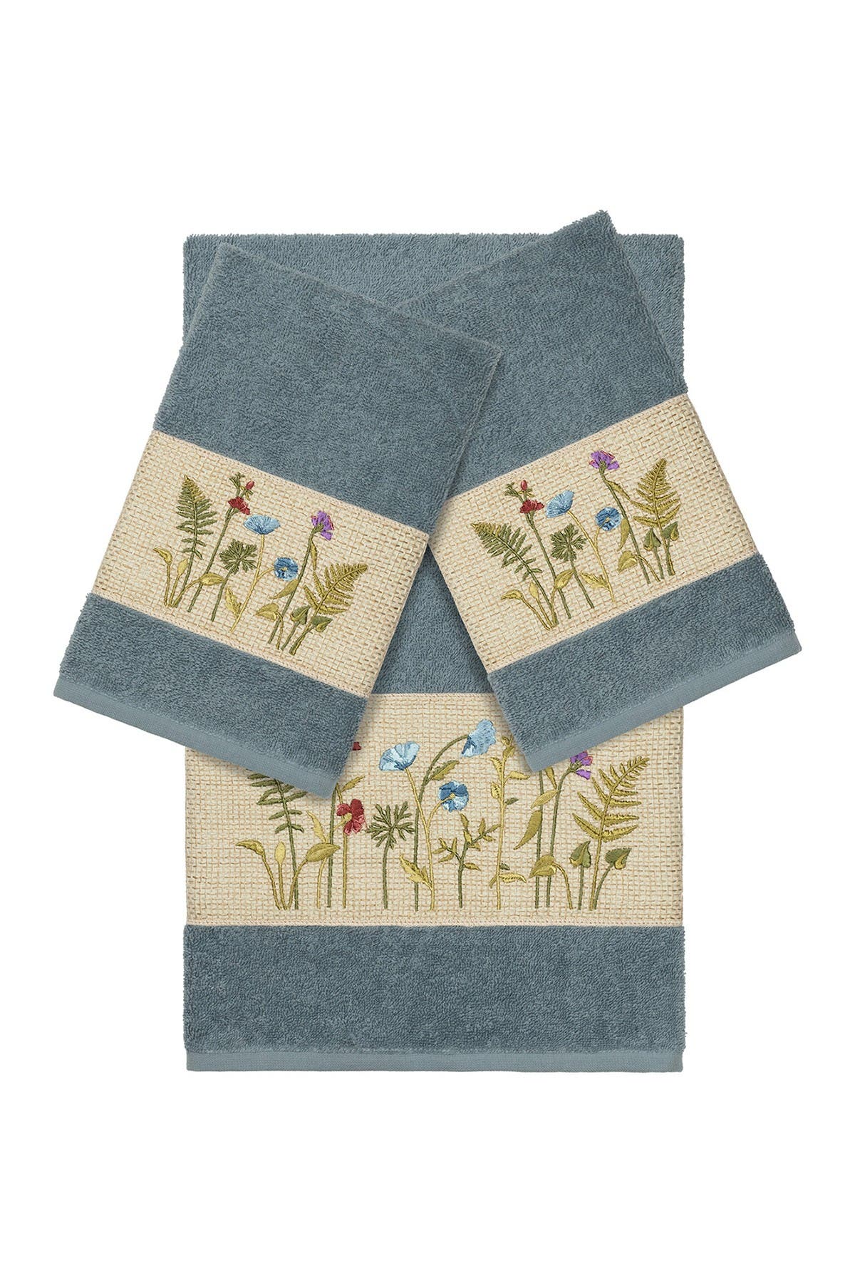 Linum Home Textiles Serenity 3-Piece Embellished Towel - Teal
