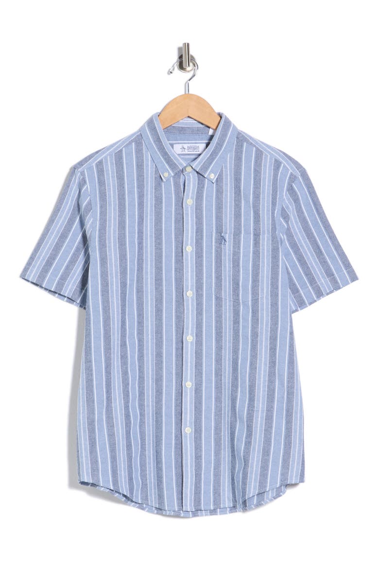 Stripe Cotton Button-Up Shirt, Alternate, color, COPEN BLUE