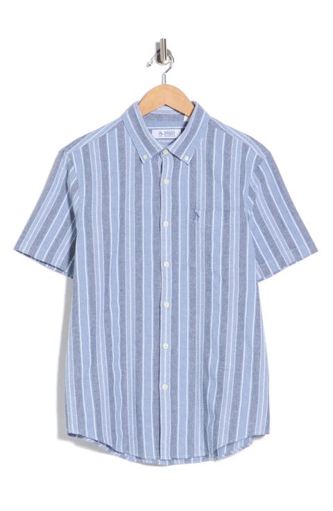 Stripe Cotton Button-Up Shirt