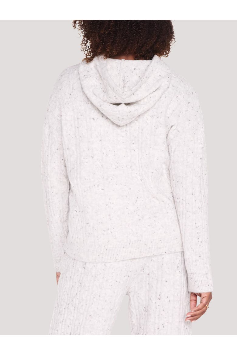 Long Sleeve Cable Knit Sweater Hoodie, Alternate, color, Vanilla Ice