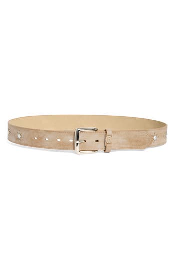 Steve Madden Textured Faux Leather Belt In Beige