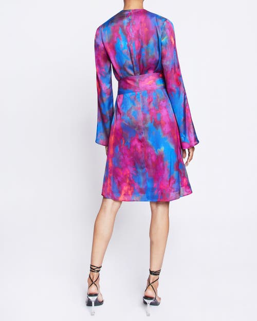 Santorelli Kayden Abstract-print Faux Wrap Dress In Magenta Multi
