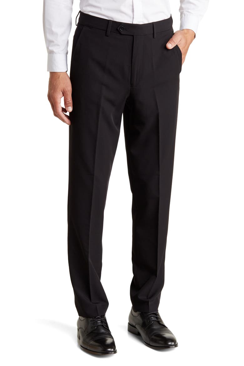 Solid Flat Front Trouser, Main, color, BLACK