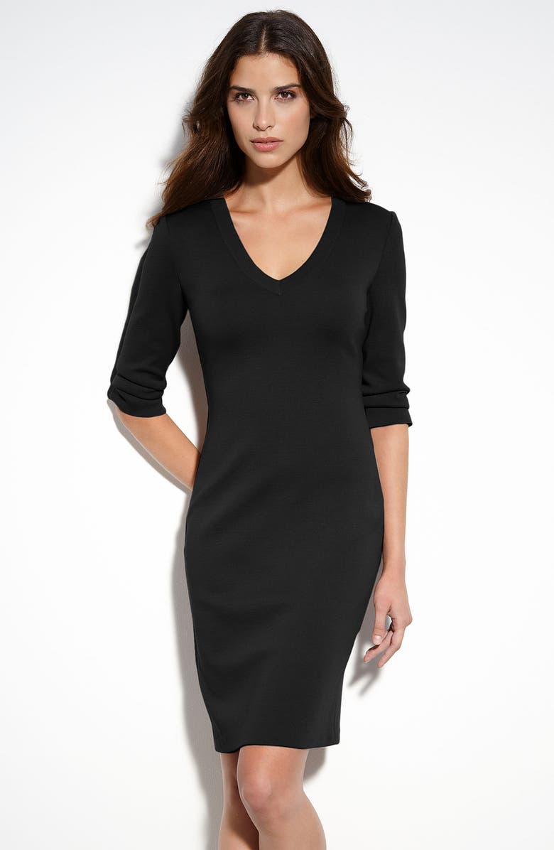 St. John Collection V-Neck Milano Knit Dress, Main, color, 