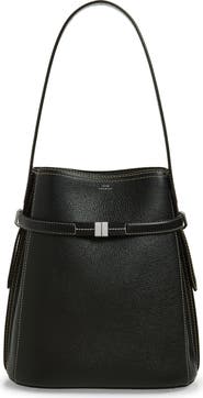TOTEME Belted Grained Leather Bucket Bag