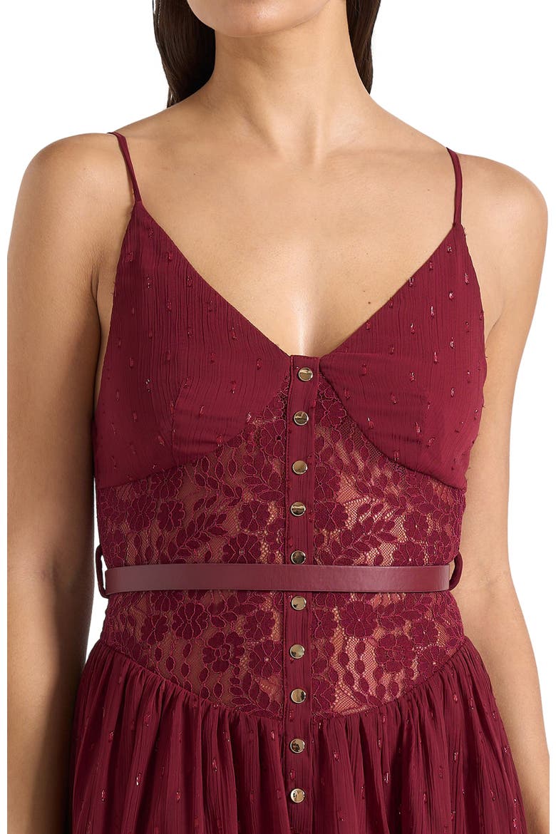 Rosie Lace Corset Maxi Dress, Alternate, color, Wine Red