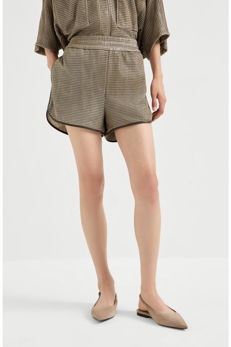 Leather shorts, Main, color, Khaki