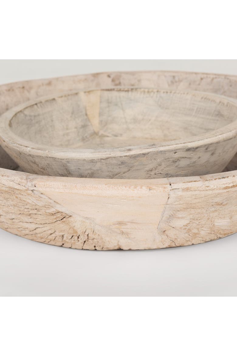 Nikita Set of 2 Reclaimed Wood Bowls, Alternate, color, White