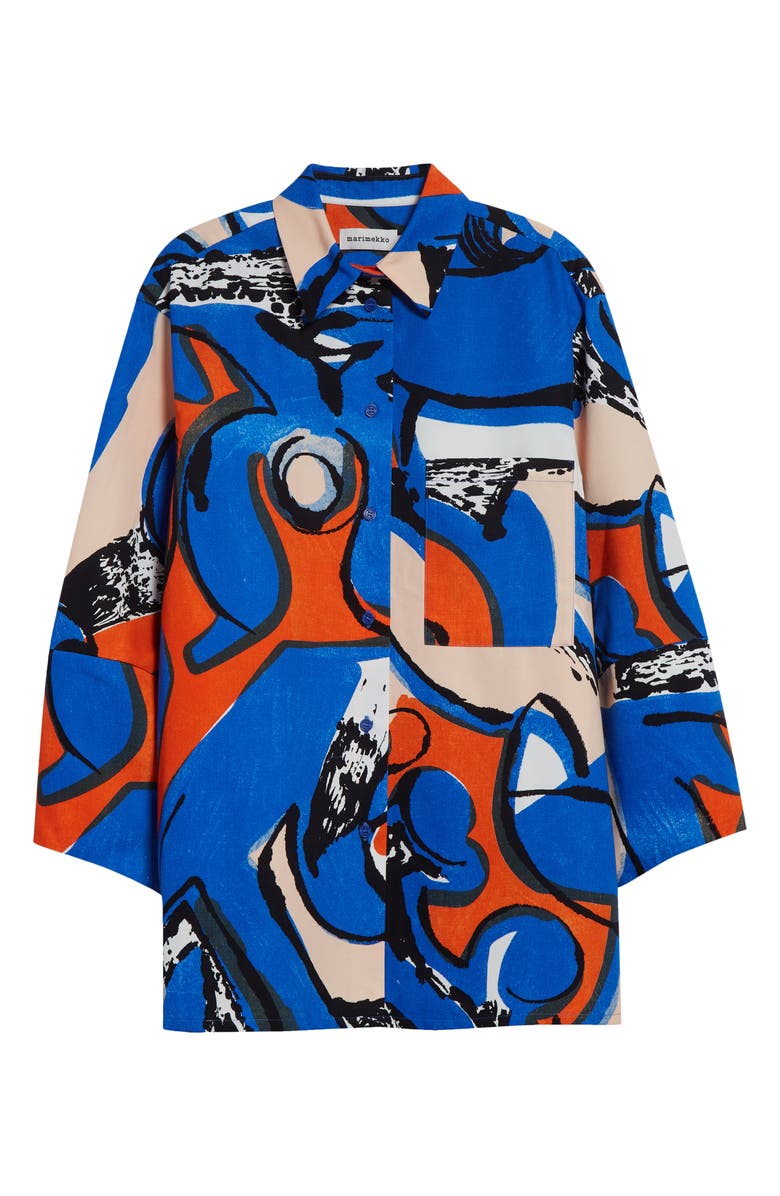 Marimekko Kukkavera Eldfamn Cotton Button-Up Shirt, Alternate, color, 