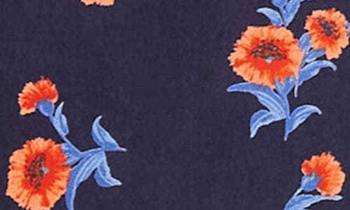 Karen Kane Flare Hem Top In Navy Print