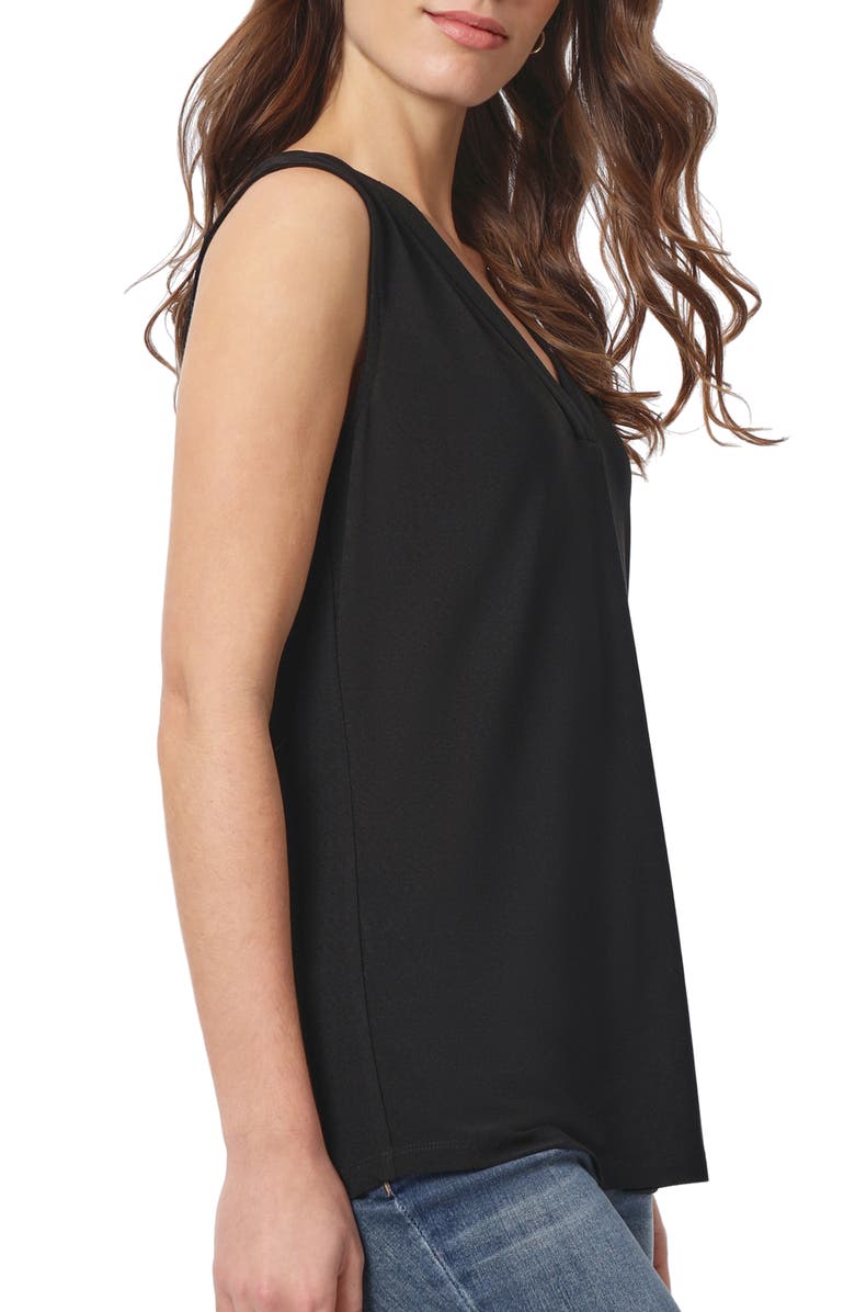 Jones New York Pleated V-Neck Crepe Tank, Alternate, color, Jones Black