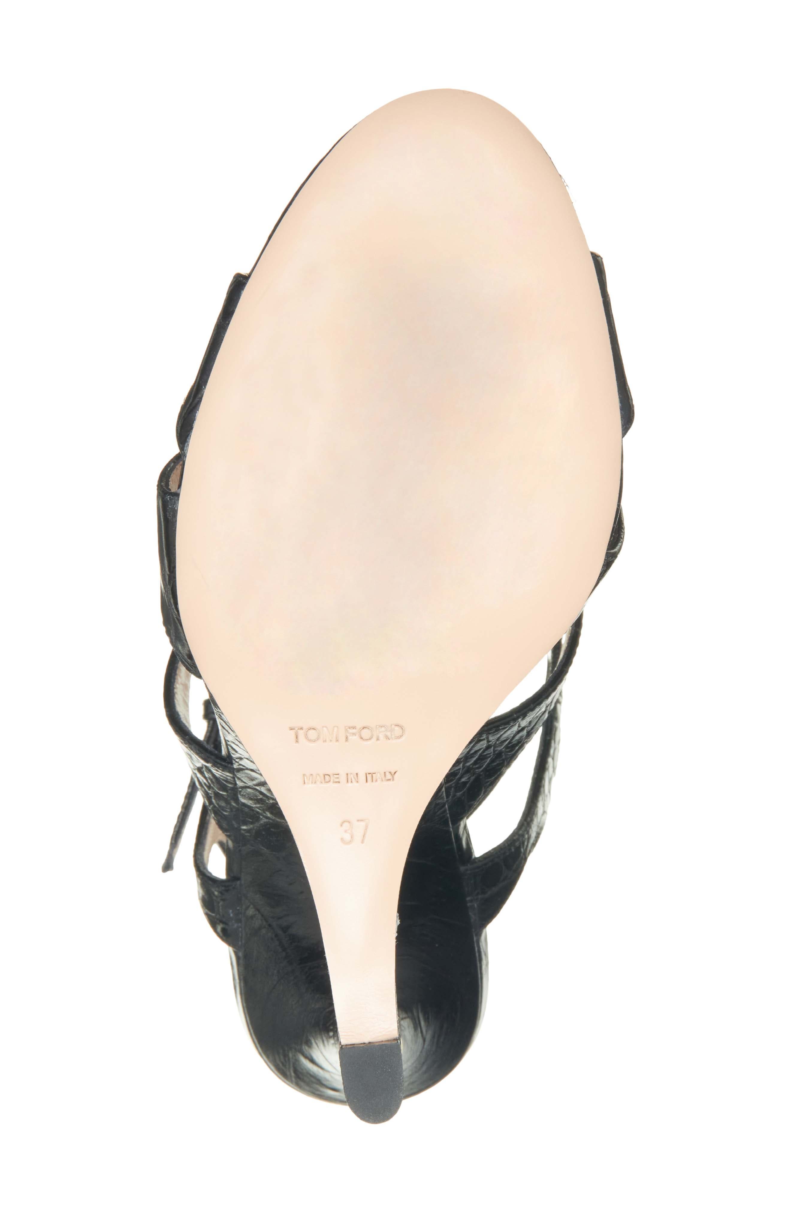 TOM FORD Paradise Cage Croc Embossed Sandal, Alternate, color, Black