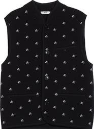RIER Walker Floral Embroidered Wool Vest