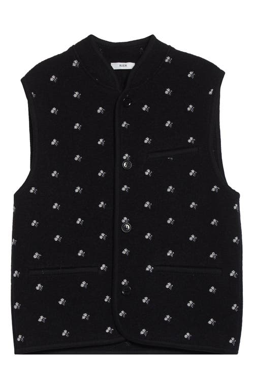 Rier Walker Floral Embroidered Wool Vest In Black