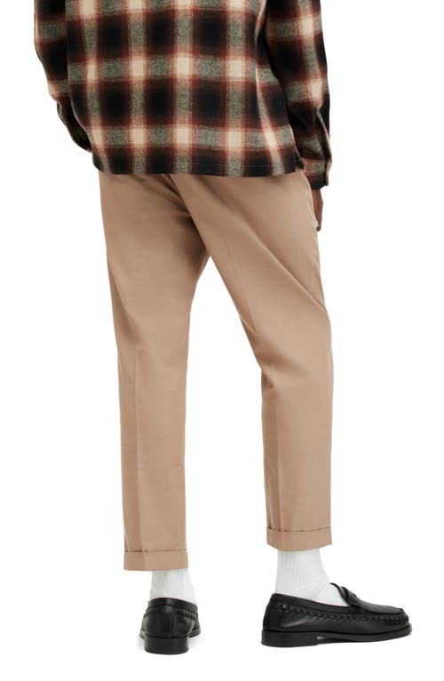 Allsaints Tallis Slim Fit Cropped Trousers In Toffee Taupe