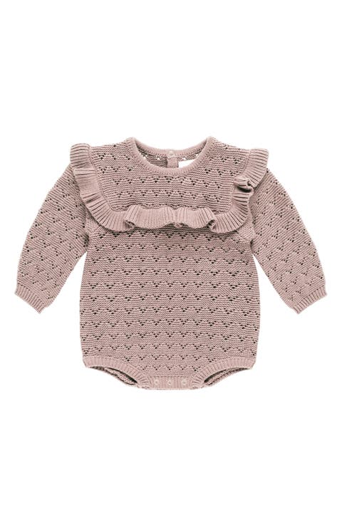 Ruffle Organic Cotton Pointelle Romper