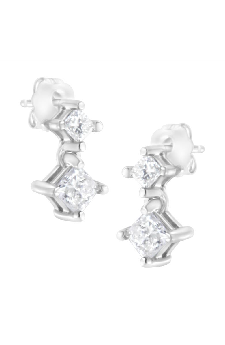Haus of Brilliance 14K White Gold 3/4 cttw Double Diamond Stud Earrings, Main, color, White