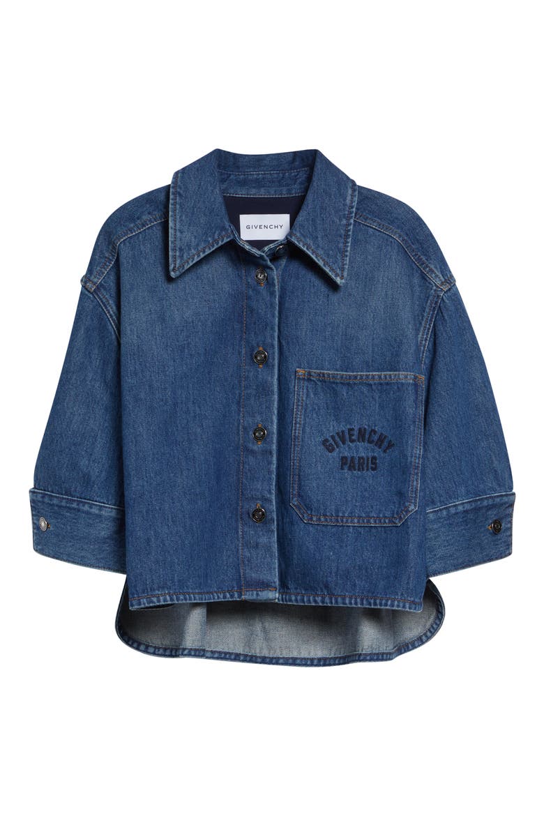 Cocoon Crop Denim Shirt Jacket, Alternate, color, MEDIUM BLUE