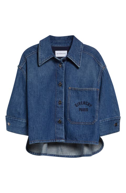Cocoon Crop Denim Shirt Jacket