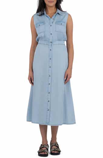 KUT from the Kloth Dorothy Sleeveless Chambray Midi Shirtdress