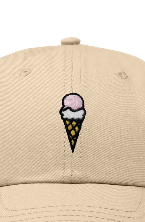 Dalix Double Scoop Embroidered Cap In Khaki