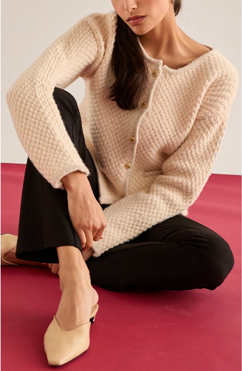 CRESCENT Boucle Knit Jacket, Alternate, color, Cream